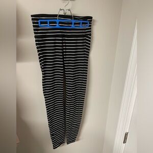 athleta black and white striped leggings